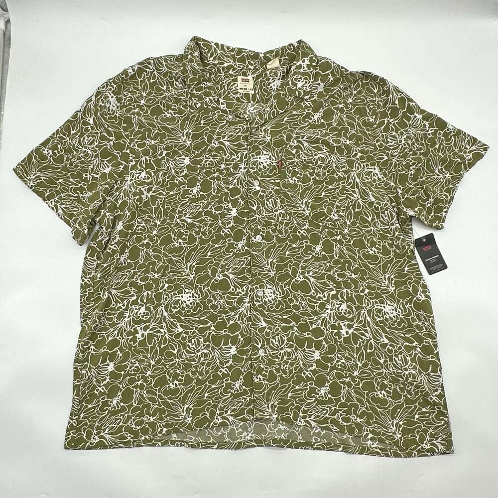 Levi's Classic Camper Size XXL Olive Floral Short Sleeve Button Up Shirt NWT